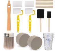 Frewurwer Painting Supplies 19 Pieces Paint Brush and Roller Set, Includes Cups, Sponge& Mixing Sticks- Perfect Ideal for DIY Projects
