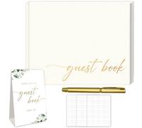 FREXISYN Wedding white Guest Book Personalized Leather Photo Guestbook for Reception Parties, Baby Showers, Birthdays, Special Events - 112 Pages Blank and Lined Thick Paper Guest Book