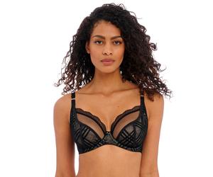Freya Fatale Plunge Bra 401402 Underwired Semi Sheer Black Size 30E