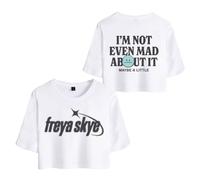 Freya Skye Merch “Not Even Mad About lt” Print Crop T-Shirt - Women’s Graphic Short Sleeve Tee, Casual Streetwear Gift for Music Lovers (White,XS)