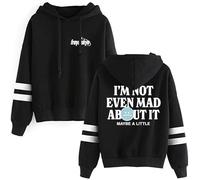 Freya Skye Not Even Mad About It Hoodie Long Sleeve Pocketless Sweatshirt Fashion Pullover Clothes (Black,L)