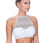Freya Sundance High Neck Crop Bikini Top - White - 30DD