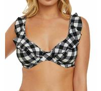 Freya Totally Check 2923 Underwired High Apex Bikini Top Monochrome