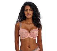 Freya Women's Underwire Side Support Bra Offbeat, Plunge, Semi-Sheer, Rose Hip 36F