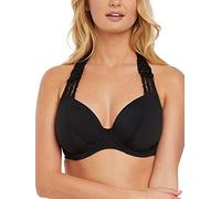 Freya Women's Macramé Plunging Halter Bikini Top with Underwire, Black, 30D