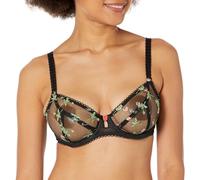 Freya Women's Rose Blossom Underwire Plunge Bra, Sheer, Black, 30E