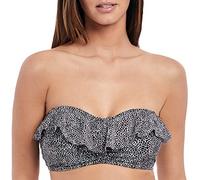 Freya Womens Run Wild Underwire Padded Frill Bandeau Bikini Top, 36E, Black