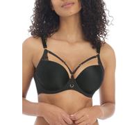 Freya Women's Temptress Underwire Molded Plunge T-Shirt Bra, Opaque, Black, 30FF US
