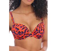 Freya Womens Tiger Bay Moulded Plunge Bikini Top - Sunset - Orange Nylon - Size 32D