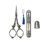 Freyamall European Antique Vintage Sewing Kit Scissors Metal Thimble Needle Case DIY Sewing Tools for Embroidery Cross Stitch Craft Accessories