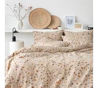 Freyamy Brown Double Duvet Cover Set - 3pcs Aesthetic Brown Chic Floral Bedding Set Reversible, Romantic Bedding Set Single Size 200x200 cm with Zipper Closure and 2 Pillowcase 50x75 cm