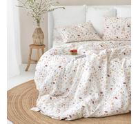 Freyamy White Super King Duvet Cover Set - 3pcs Aesthetic Floral Bedding Set Chic, Lovely White Chic Bedding Set Single Size 260x230 cm and 2 Pillowcase 50x75 cm