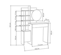 Freyja Tall Dressing Table Natural & White 1 Door 5 Shelves 1 Drawer