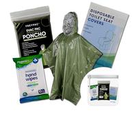 FREYPAC Festival and Hiking Bundle with Thermal Poncho, Toilet Seat Covers, Wipes, Resealable Pouch (Green)