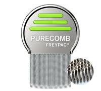 FREYPAC PURECOMB Head Lice Comb, Stainless Steel, Double Micro Spiral Grooves, 33 Rounded Tips, for the safe removal of Nits and Lice, Child Friendly