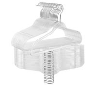 FREZON Clear Acrylic Hangers Plastic Hangers for Clothes for Adult Closet Heavy Duty Space Saving 360 Degree Swivel Hook and Notches (50, Silver/Clear)