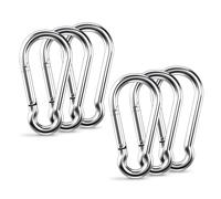 FRF FLAG 6 Pcs Flag Clips for Flagpole, Aluminum Alloy Flag Pole Clip Spring Snap Hooks for Grommeted Flag, Flag Pole Hooks M6 Spring Snap Hook Carabiner, for Hammock Swing Outdoor Travel