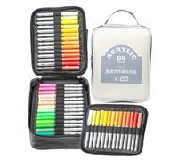 Frfik 84pc's Farbmarkierungen - 13 Cm Pastell Textmarker Stifte - 3 Stifte Marker - Acrylmarker Set Aus Pp Acrylfarbe, Lichtecht & üBerdeckend - Für Stoff, Glas, Holz, Kunst, Schule Mit Tragetasche