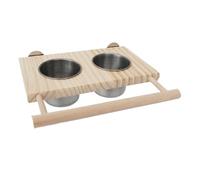 Frfik Bird Perches for Cage,Parrot Perches for Large Birds - Wooden Station with Food Bowls for Feeding Small Medium Parrot Finch Parakeet Macaw Cockatiel Enrichment Boredom