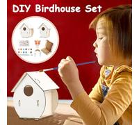 Frfik Birdhouse Kits For Kids - Set Of 2 Bird House Kit, Kid Art Craft Includes Paints & Brushes | Educational Art Craft Wood Toys For Kids Girls Boys