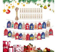 Frfik Blank Calendar Advent Reusable Fillable Christmas 24 Days Hanging Fabric Candy Calendar for Children Family Friends Chocolate Party Surprises Holidays