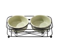 Frfik Cat Bowls, Dispenser with Stand | Ceramic Feeding | for Pets for Feeding Small Dogs Puppies Kittens for Indoor and Outdoor