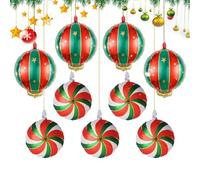 Frfik Christmas Balloon Decorations - 9 Pieces Red Green and Gold Theme Decorations - Hanging Style Spherical Balloons for Home Party School Celebration Family Meeting Background