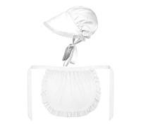 Frfik Colonial Outfit Halloween Maid Pilgrim White Cap Half Apron