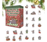 Frfik Countdown Calendar for Christmas - 2D Acrylic Seasonal | 24 Days Countdown for Christmas Decorative Hippo Calendar | For Tree Window Wall Family Friends Children