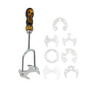 Frfik Metal Adjustable Wrench - 25cm Plumber Tool | Sink Faucet Tighten Wrench with 7 Interchangeable Die Heads for Home Farmhouse Apartment Bathroom Toilet Easy Installation Maintenance DIY