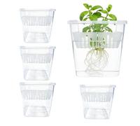 Frfik Net Pots for Hydroponics - Clear Vase - 4 Inch Flower Plant Pot with Drainage Holes | for Indoor Outdoor Garden Living Room Kitchen Balcony