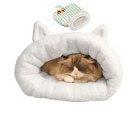 Frfik Plush Pet Sleeping Bag - 17.71 Inches Washable Semi-enclosed Kitten Sack, Safe Warm Cat Nest Bed, Small Animal Cave & Indoor Outdoor Living Room Bedroom Four Season Under Shelter Relaxation