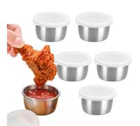Frfik Salad dressing container - food container, 5.8 cm stainless steel - 6 pieces leak-proof mini sauce made of stainless steel, portable for lunch box, easy to clean for on the g