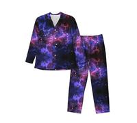 FRGMNT Universe Galaxy Star Space Print Men'S Long-Sleeved Pajama Set Comfortable Nightwear For Unmatched Relaxation