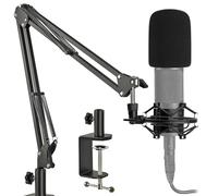 Frgyee AT2020 Microphone Stand with Pop Filter, Vibration Damper for AT2020 AT2020USB+ AT2035 ATR2500X AT2020V Microphone