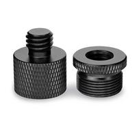 Frgyee Mic Stand Adapter 5/8 Female to 3/8 Male and 3/8 Female to 5/8 Male Screw Adapter Thread for Microphone Stand Mount to Camera Tripod 2 Pieces Black