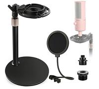 Frgyee Table Microphone Stand with Microphone Spider and Pop Protection, Adjustable Microphone Holder, Reduces Vibration Noise, Desktop Mount for Razer Seiren X USB Streaming Microphone
