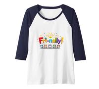 Fri-Nally! Colorful Celebration for Weekend Warriors Raglan Baseball Tee, Women, Navy/White, L