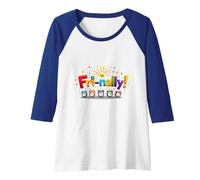Fri-Nally! Colorful Celebration for Weekend Warriors Raglan Baseball Tee, Women, Royal Blue/White, L