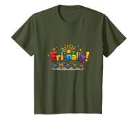 Fri-Nally! Colorful Celebration for Weekend Warriors T-Shirt, Kids, Olive, 8 Years