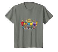Fri-Nally! Colorful Celebration for Weekend Warriors T-Shirt, Kids, Olive Heather, 10 Years