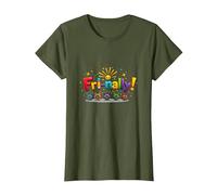 Fri-Nally! Colorful Celebration for Weekend Warriors T-Shirt, Women, Olive, M