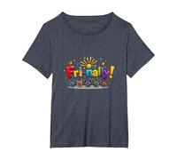 Fri-Nally! Colorful Celebration for Weekend Warriors T-Shirt, Women's Plus, Heather Blue, 1X