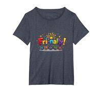 Fri-Nally! Colorful Celebration for Weekend Warriors T-Shirt, Women's Plus, Heather Blue, 2X