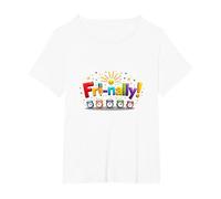 Fri-Nally! Colorful Celebration for Weekend Warriors T-Shirt, Women's Plus, White, 2X