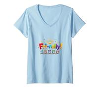 Fri-Nally! Colorful Celebration for Weekend Warriors V-Neck T-Shirt, Women, Baby Blue, XL