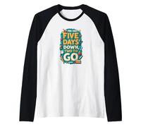 Fri-Yay Five Days Down Two to Go School Countdown Raglan Baseball Tee, Men, Black/White, M