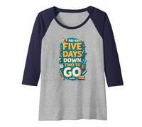 Fri-Yay Five Days Down Two to Go School Countdown Raglan Baseball Tee, Women, Navy/Athletic Heather, M