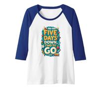 Fri-Yay Five Days Down Two to Go School Countdown Raglan Baseball Tee, Women, Royal Blue/White, XL