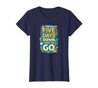 Fri-Yay Five Days Down Two to Go School Countdown T-Shirt, Women, Navy, XS